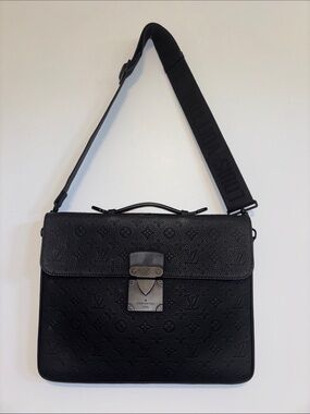 Louis Vuitton Black Embossed Monogram Messenger Bag